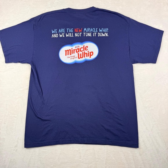 Y2k 'Don't Be So Mayo' Miracle Whip T-Shirt Large Unisex Navy Blue Novelty Funny - Picture 6 of 8